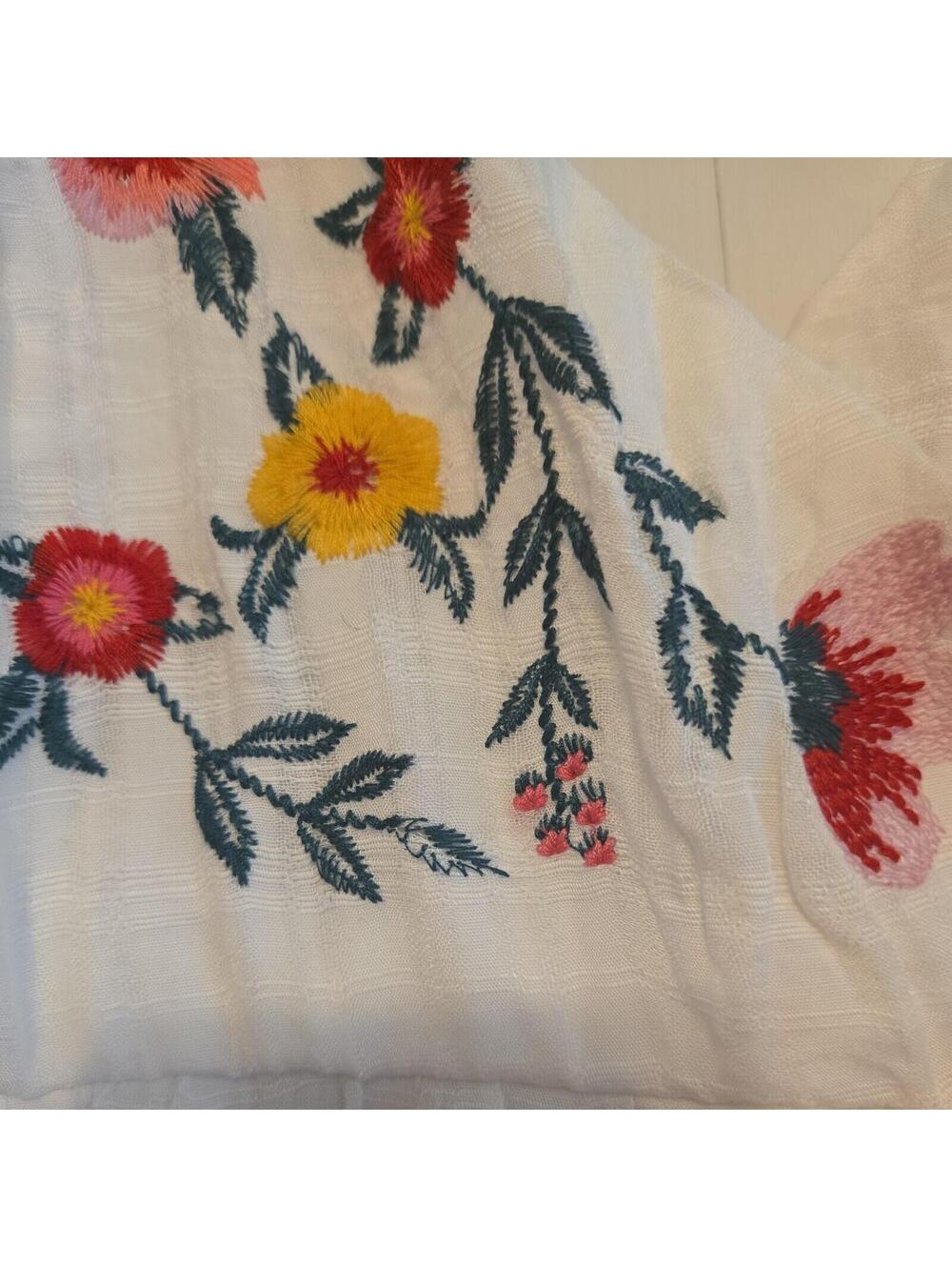 Nwt Francescas Embroidered Floral Mini Dress Cottagecore Shabby Chic Boho Medium - Picture 4 of 9